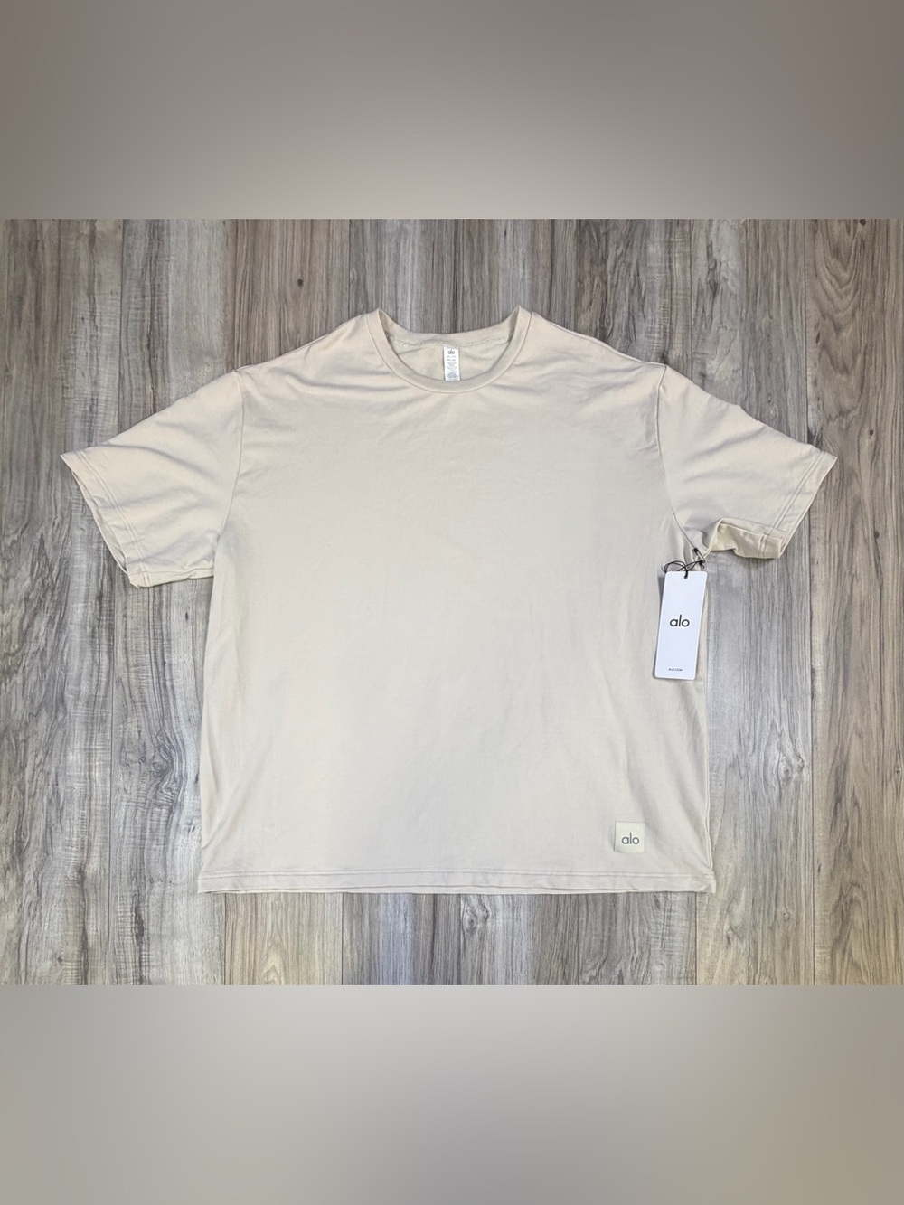 Alo Yoga Double Take Short Sleeve T-Shirt Bone Stretch Activewear Mens 2XL NEW